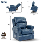 Fauteuil inclinable électrique bleu avec massage par vibrations à 8 points, chauffage, port de chargement USB et moteur OKIN silencieux