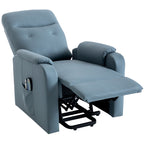 Fauteuil inclinable électrique bleu avec massage et chauffage, poche latérale pratique pour seniors et adultes