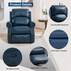 Fauteuil inclinable électrique bleu avec massage à 8 points, chauffage, ports USB et moteur OKIN silencieux pour plus de confort