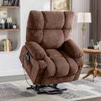 Fauteuil inclinable électrique bleu avec chauffage, massage, inclinaison infinie, chargement USB et poches latérales