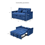 Canapé-lit convertible en flanelle bleue avec rangement