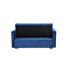 Canapé-lit convertible en flanelle bleue avec rangement