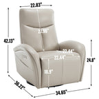 Fauteuil inclinable électrique en cuir véritable bleu avec pivot et chargement USB