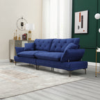 Canapé causeuse en lin bleu avec accoudoirs réglables