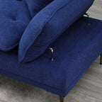 Canapé causeuse en lin bleu avec accoudoirs réglables