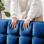 Canapé-lit bleu avec sac de rangement