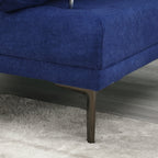 Canapé causeuse en lin bleu moderne 102.36 avec accoudoirs réglables et coussins capitonnés pour le salon