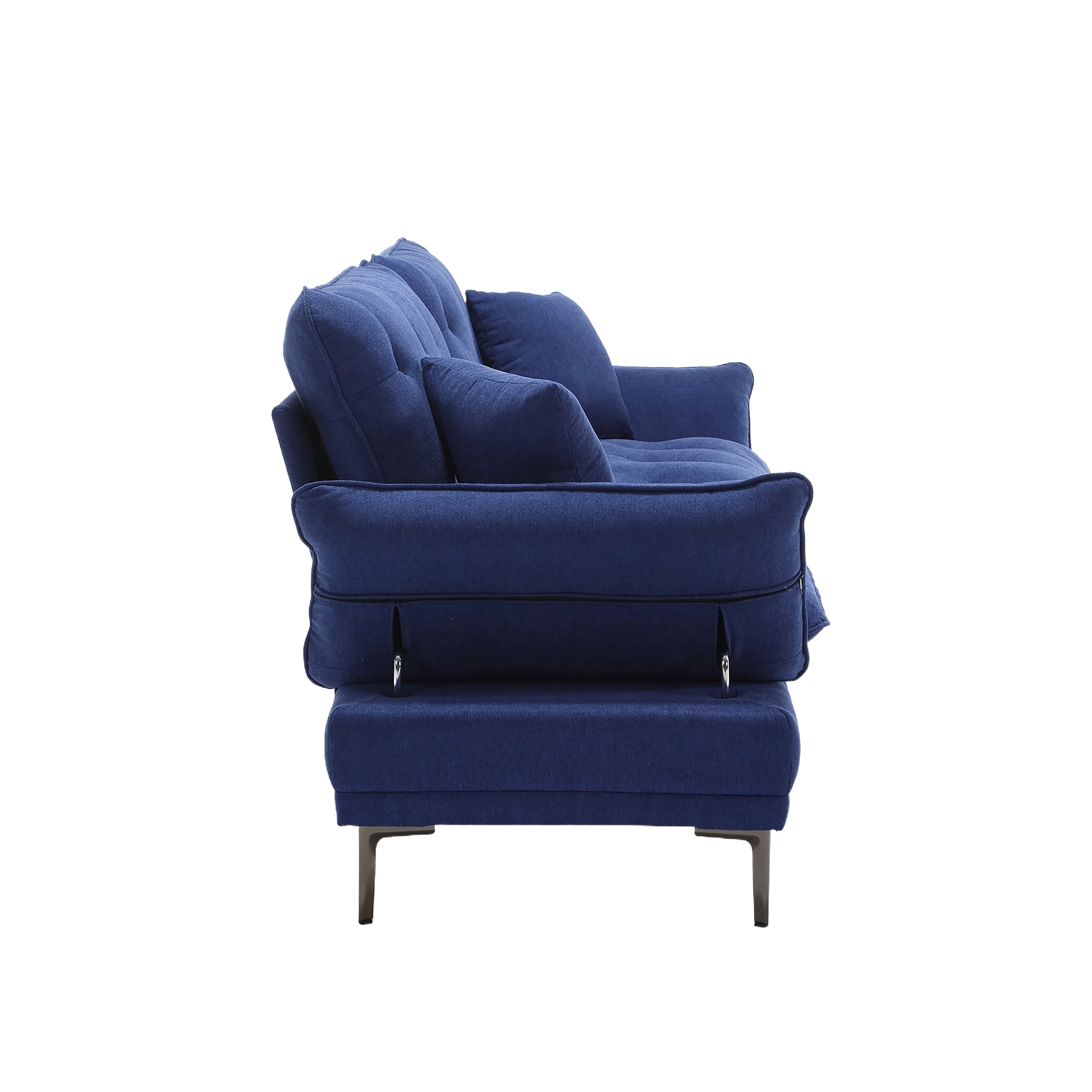 Canapé causeuse en lin bleu moderne 102.36 avec accoudoirs réglables et coussins capitonnés pour le salon