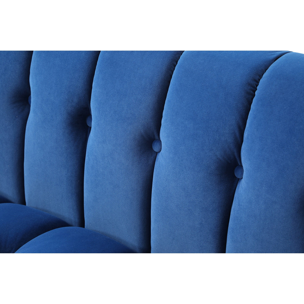 Canapé 3 places en velours bleu moderne 81,88 avec pieds transparents et dossier capitonné pour le salon