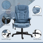 Fauteuil de bureau inclinable pivotant à 360° en cuir PU bleu avec massage par vibrations, chauffage lombaire et hauteur réglable