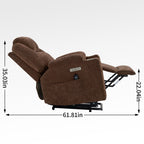 Fauteuil inclinable électrique bleu avec massage par vibrations à 8 points, chauffage lombaire, deux ports USB et porte-gobelets en acier inoxydable