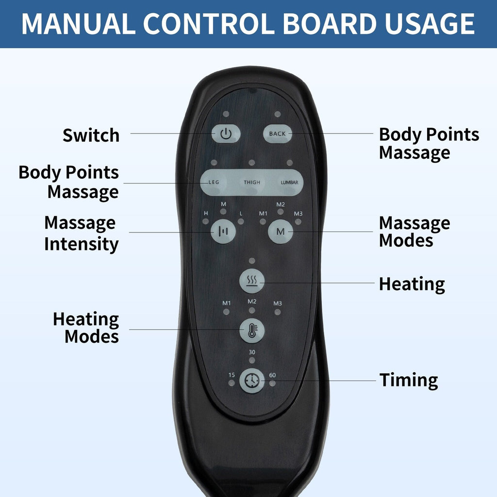 Fauteuil inclinable électrique bleu avec massage par vibrations à 8 points, chauffage lombaire, deux ports USB et porte-gobelets en acier inoxydable