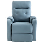 Fauteuil inclinable électrique bleu avec massage, fonction chauffante, positions réglables, poche latérale pour plus de commodité
