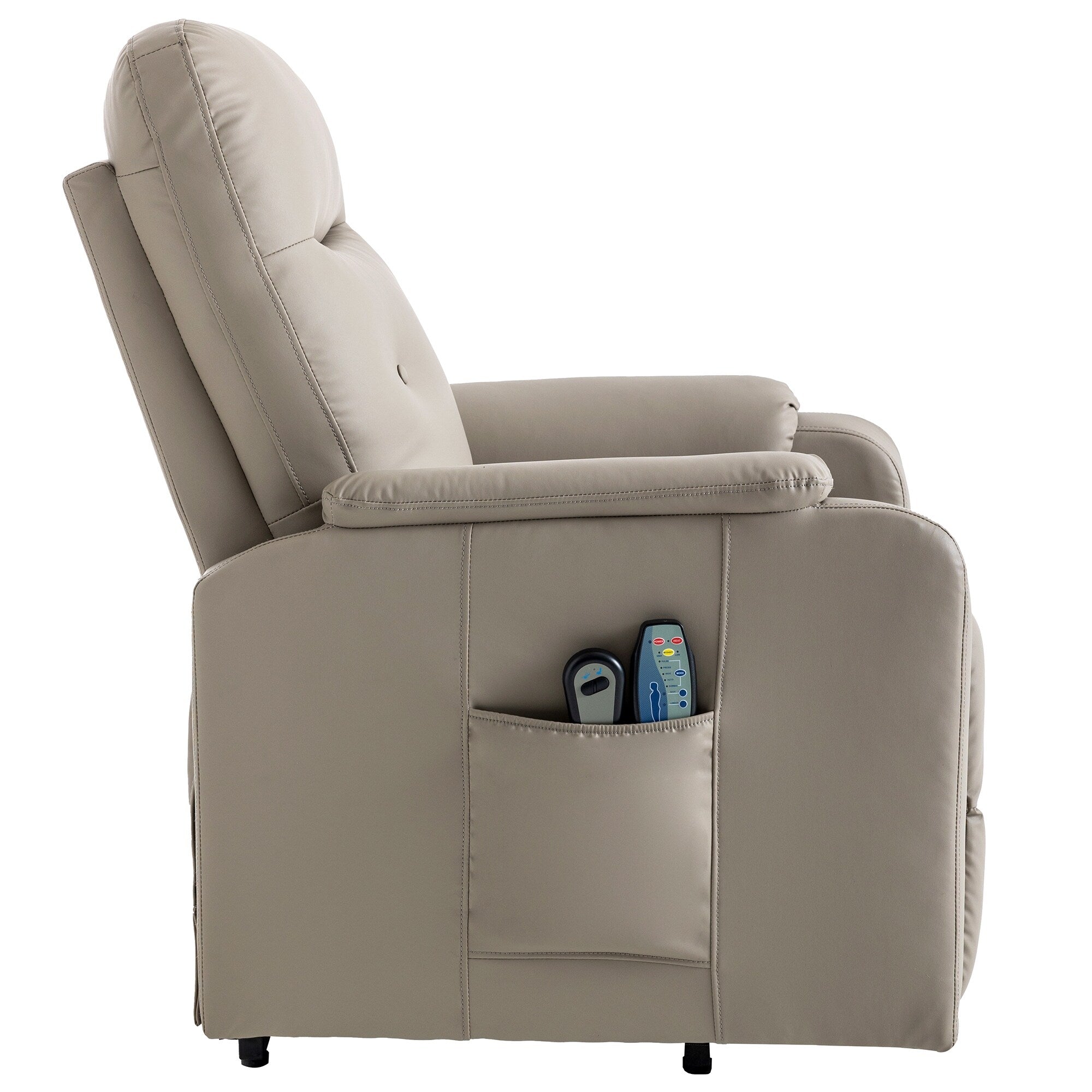 Fauteuil inclinable électrique bleu avec massage, fonction chauffante, positions réglables, poche latérale pour plus de commodité
