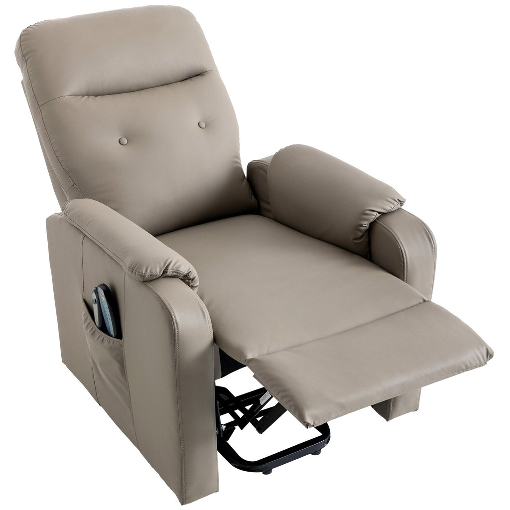 Fauteuil inclinable électrique bleu avec massage, chauffage, positions réglables et poche latérale pour plus de commodité