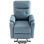 Fauteuil inclinable électrique bleu avec massage, fonction chauffante, réglages réglables et poche latérale pratique