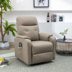 Fauteuil inclinable électrique bleu avec massage, fonction chauffante, réglages réglables et poche latérale pratique