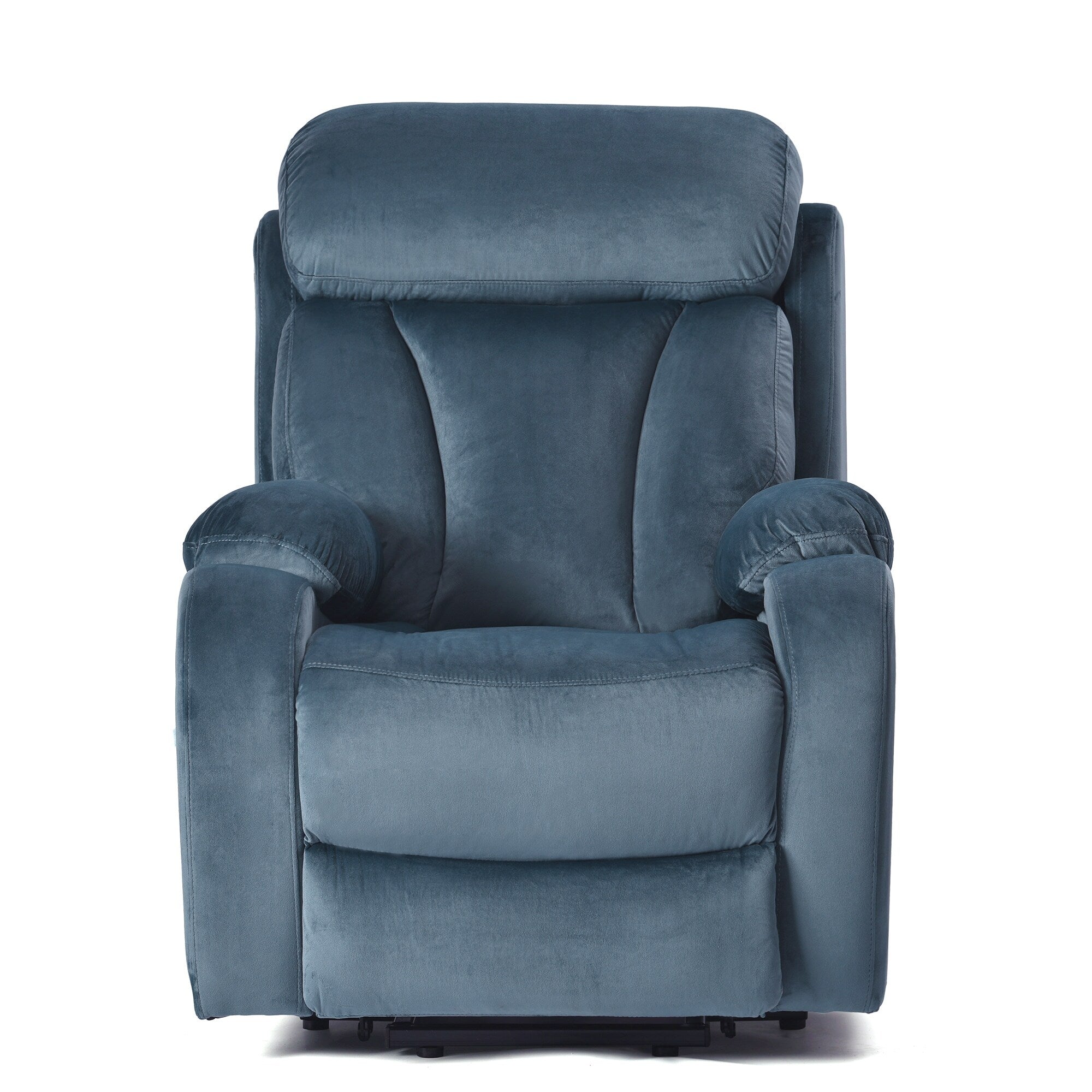 Fauteuil inclinable électrique bleu pour personnes âgées avec télécommande et poche latérale