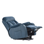 Fauteuil inclinable électrique bleu pour personnes âgées avec télécommande et poche latérale