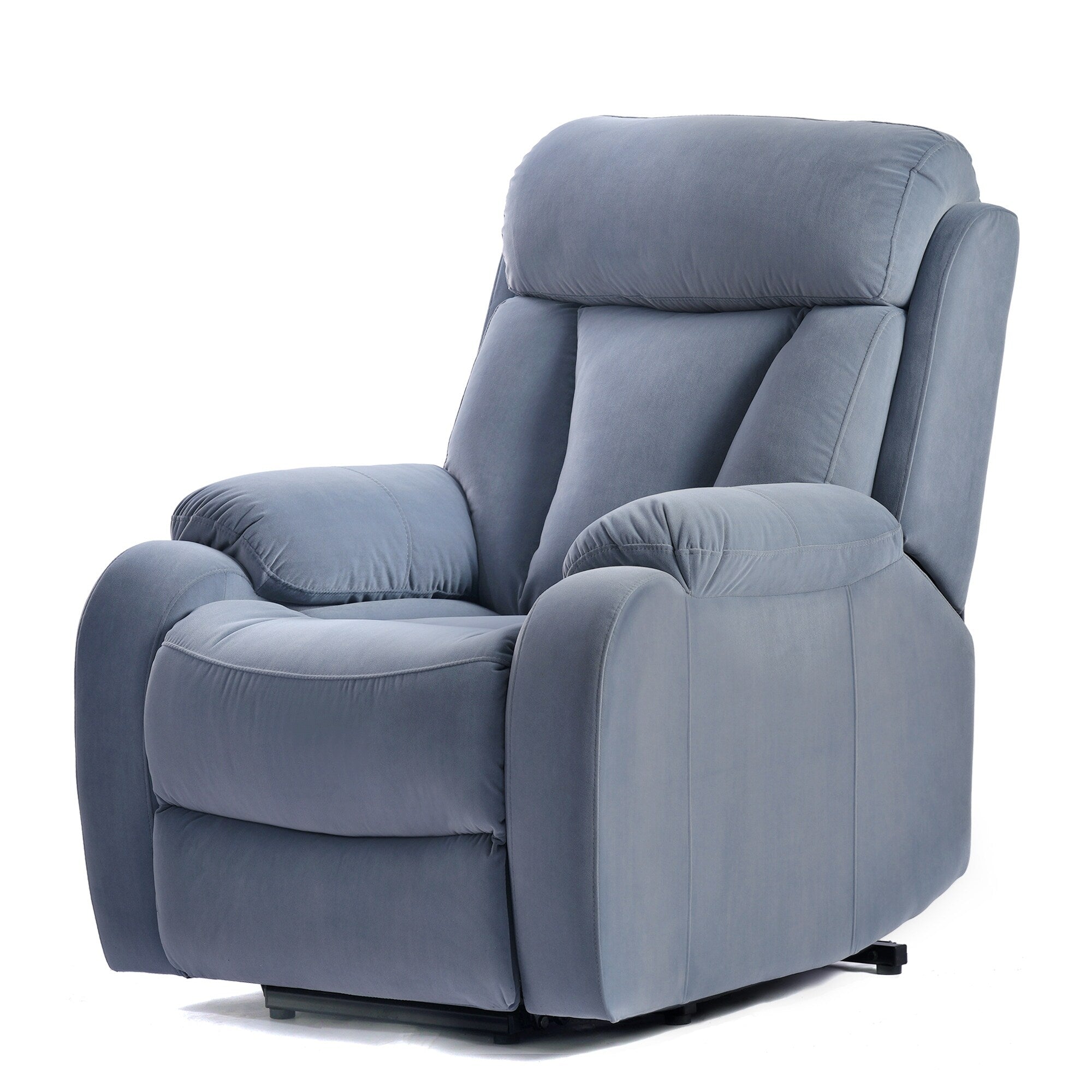 Fauteuil inclinable électrique bleu pour personnes âgées avec télécommande et poche latérale