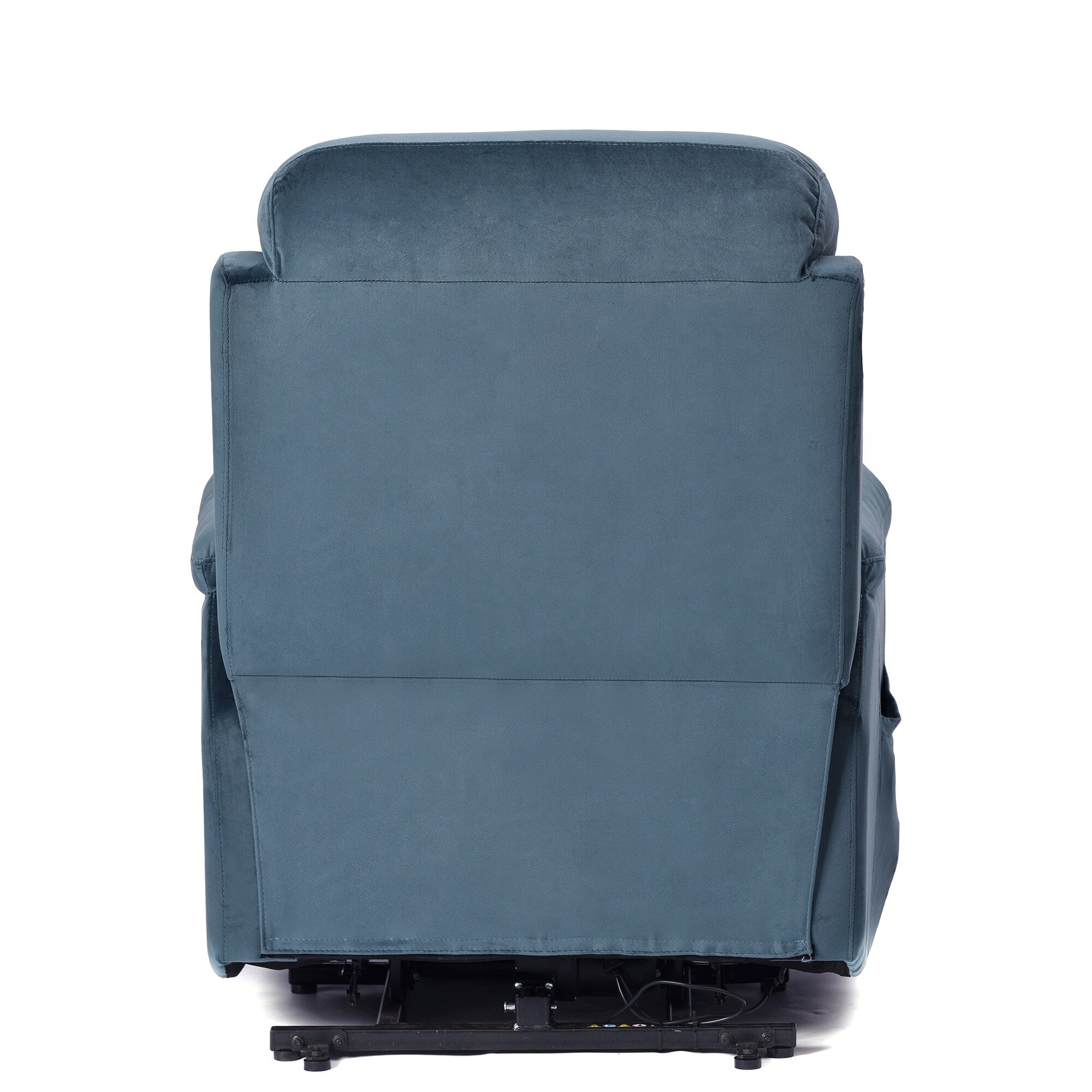 Fauteuil inclinable électrique bleu pour personnes âgées avec télécommande, revêtement antidérapant, coussin rembourré et poche de rangement latérale
