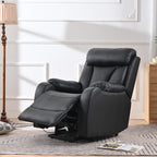 Fauteuil inclinable électrique bleu pour personnes âgées avec télécommande, revêtement antidérapant, coussin rembourré et poche de rangement latérale