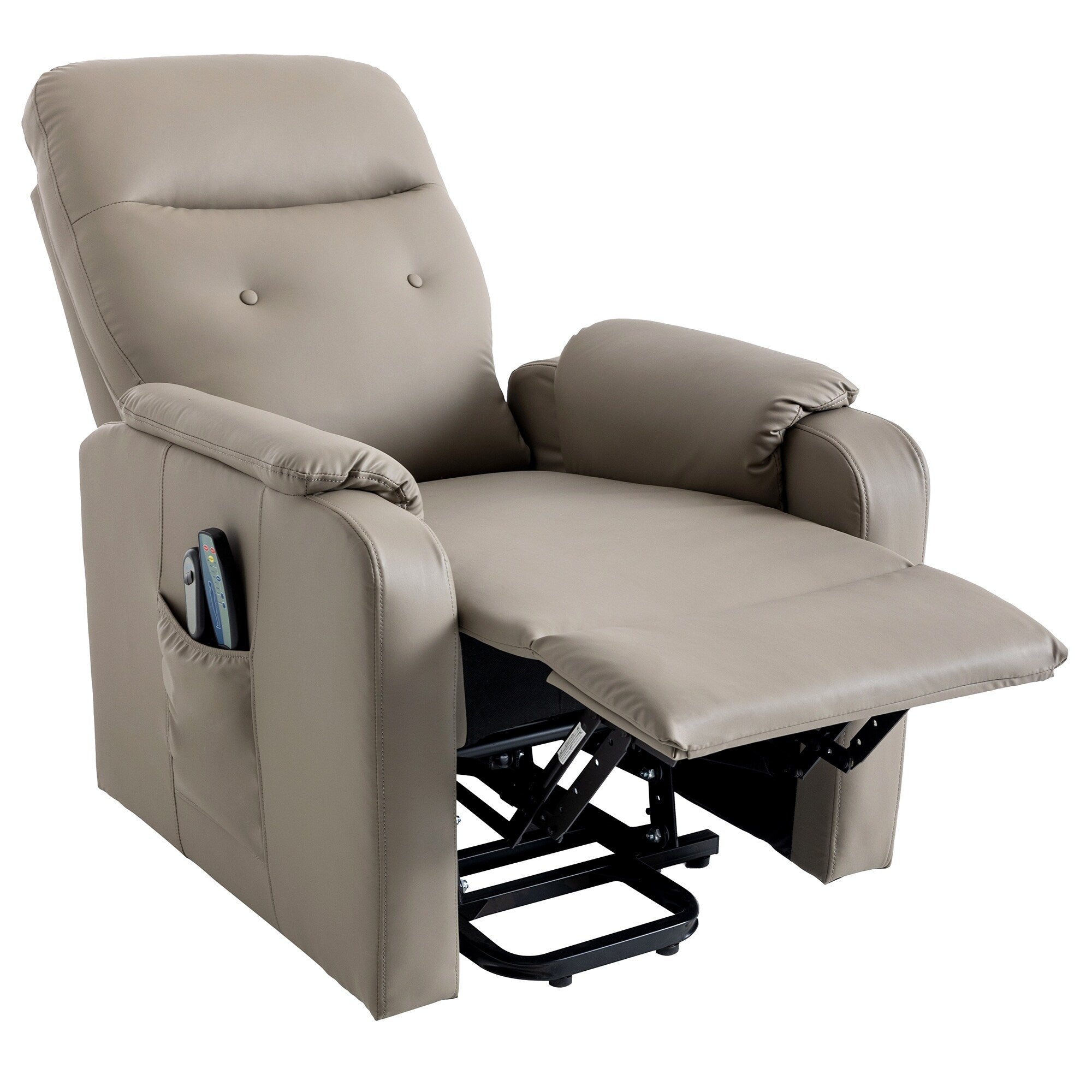 Fauteuil inclinable électrique bleu avec chauffage, massage et poche latérale