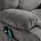 Fauteuil inclinable électrique bleu avec chauffage, massage et ports USB