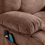 Fauteuil inclinable électrique bleu avec chauffage, massage et ports USB