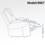 Fauteuil inclinable électrique bleu avec massage, chauffage et porte-gobelets