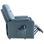 Fauteuil inclinable électrique bleu avec massage, chauffage et poche latérale