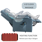 Fauteuil inclinable électrique bleu avec massage, chauffage et poche latérale