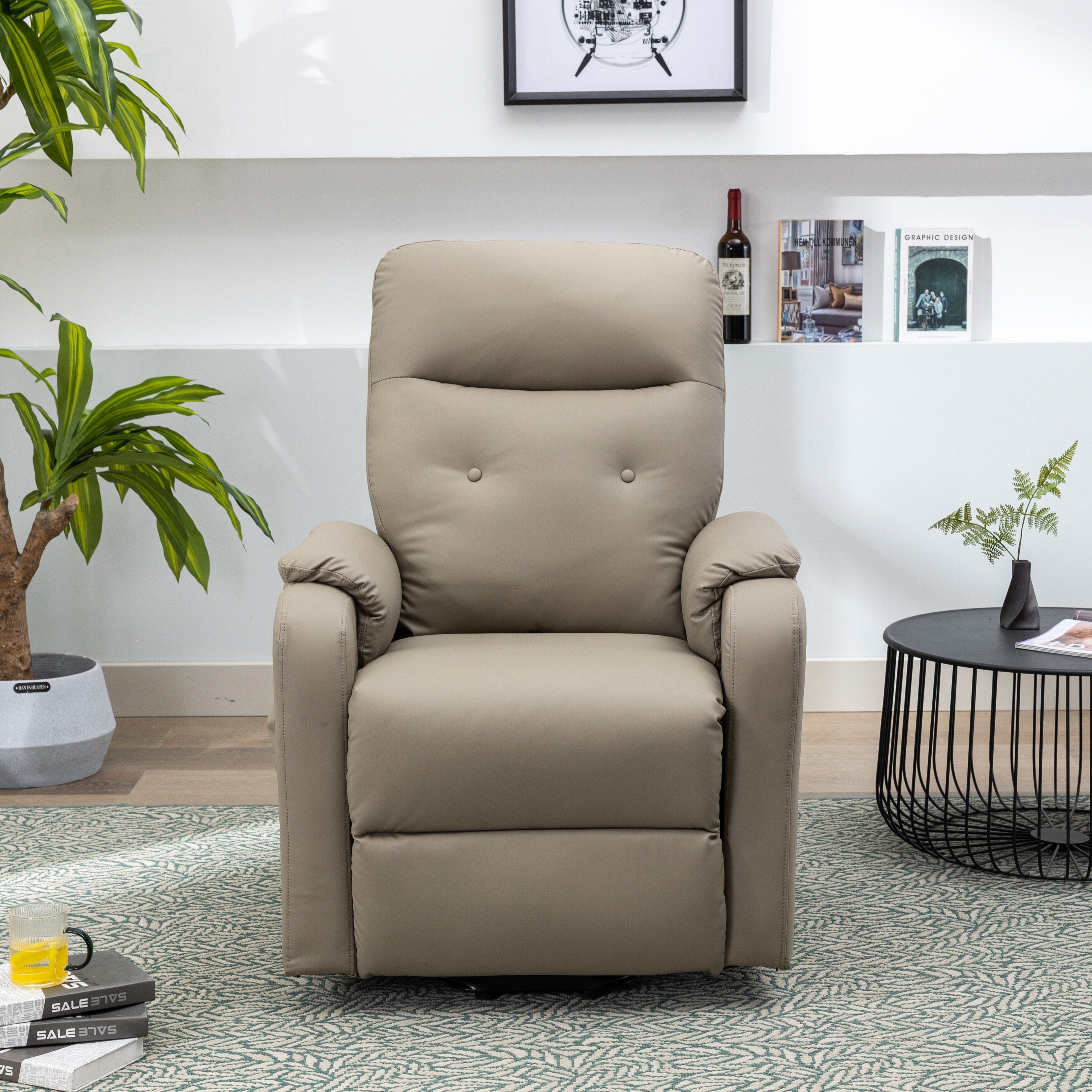 Fauteuil inclinable électrique bleu avec massage, fonction chauffante, réglages réglables et poche latérale pratique