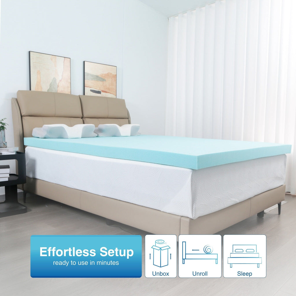 Matelas en éponge bleu à rebond lent avec housse de matelas