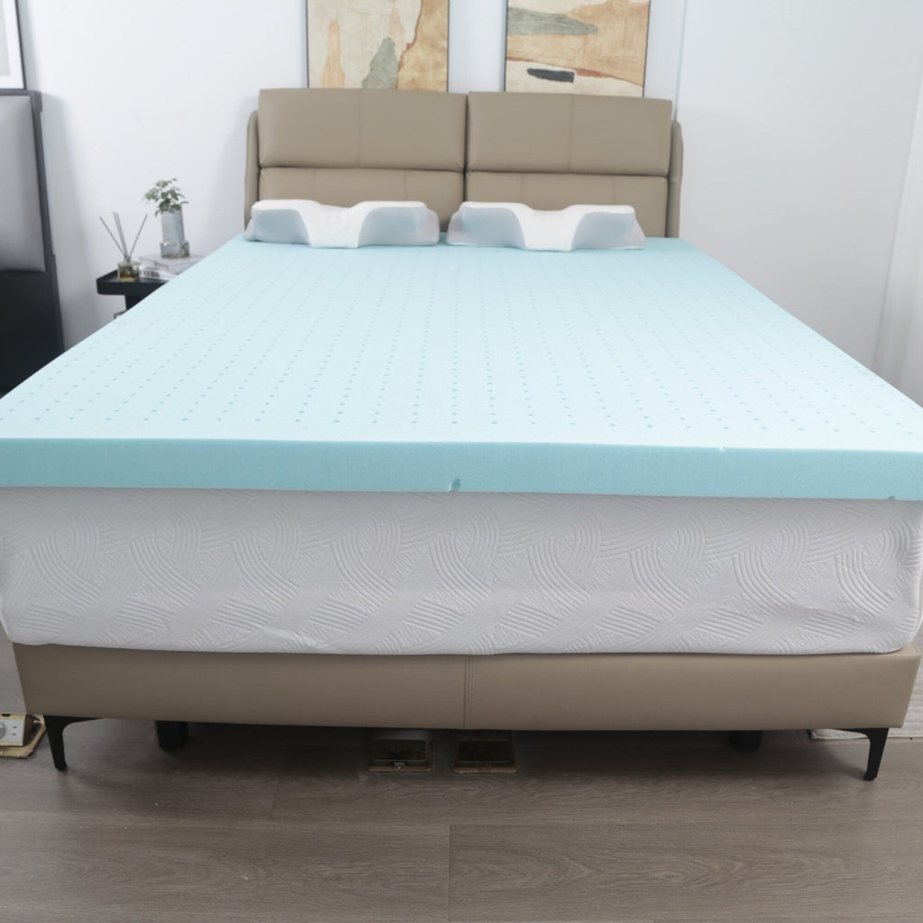 Matelas en éponge bleu à rebond lent avec housse de matelas