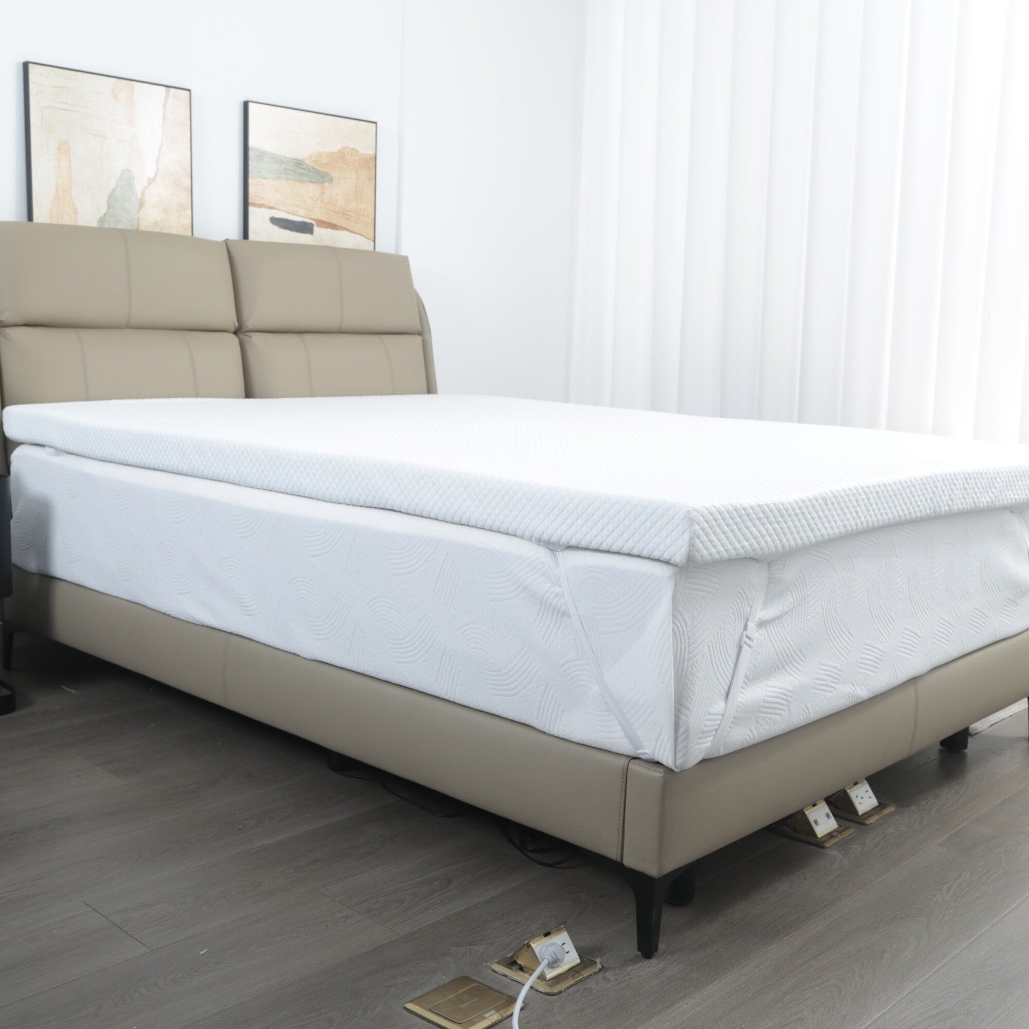 Matelas en éponge bleu à rebond lent avec housse de matelas