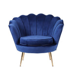 Fauteuil en velours bleu - 29'' H x 32,5'' L x 31,5'' P