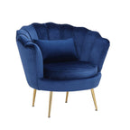 Fauteuil en velours bleu - 29'' H x 32,5'' L x 31,5'' P
