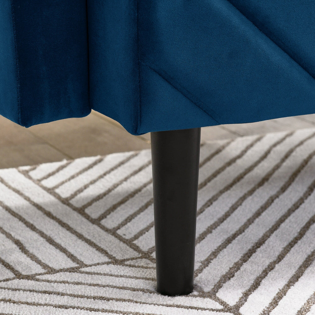 Canapé-lit futon convertible capitonné en velours bleu