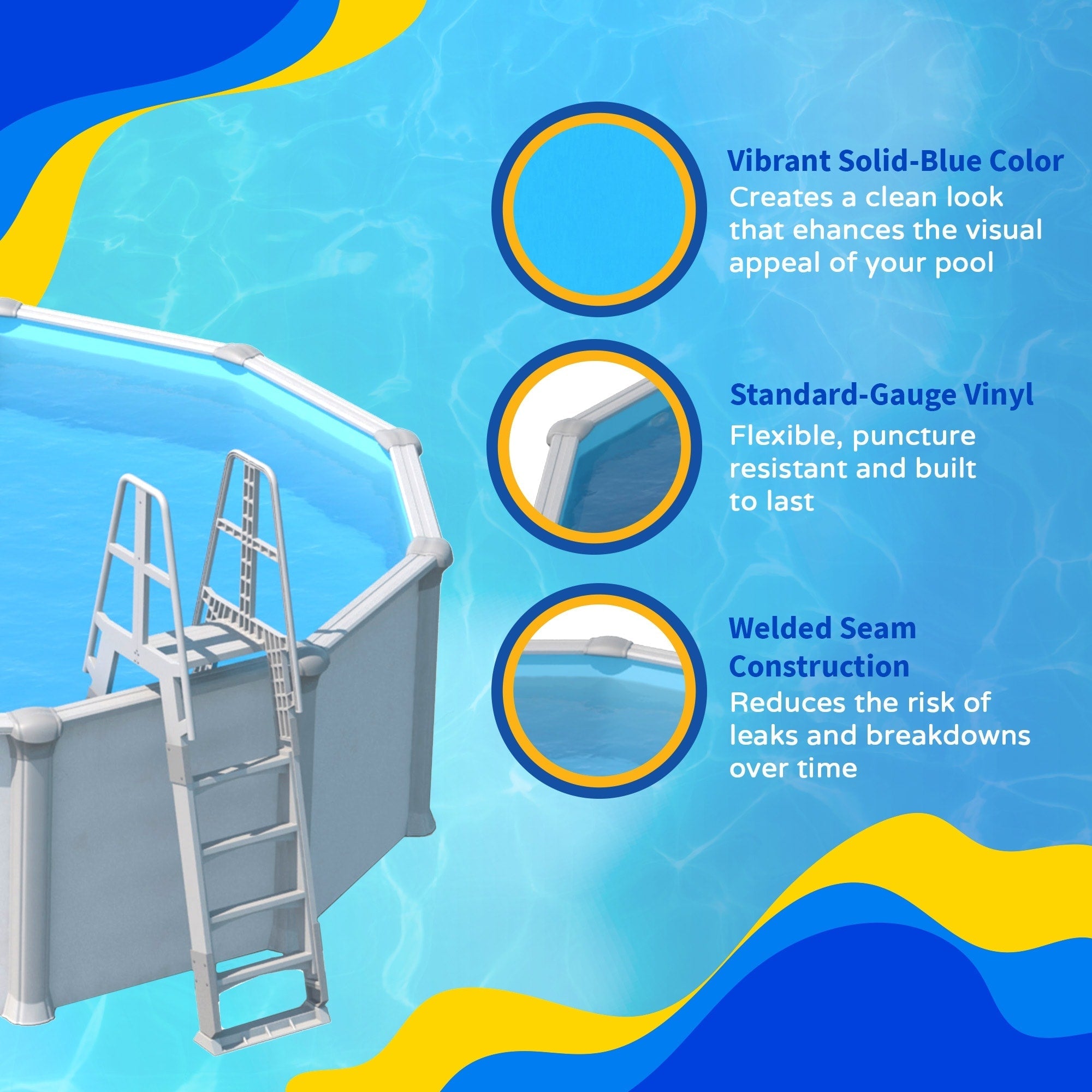 Revêtement de chevauchement rond bleu Blue Wave, calibre standard - 48/54 po