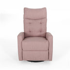 Fauteuil inclinable pivotant rembourré en tissu moderne Blush avec repose-pieds et dossier capitonné