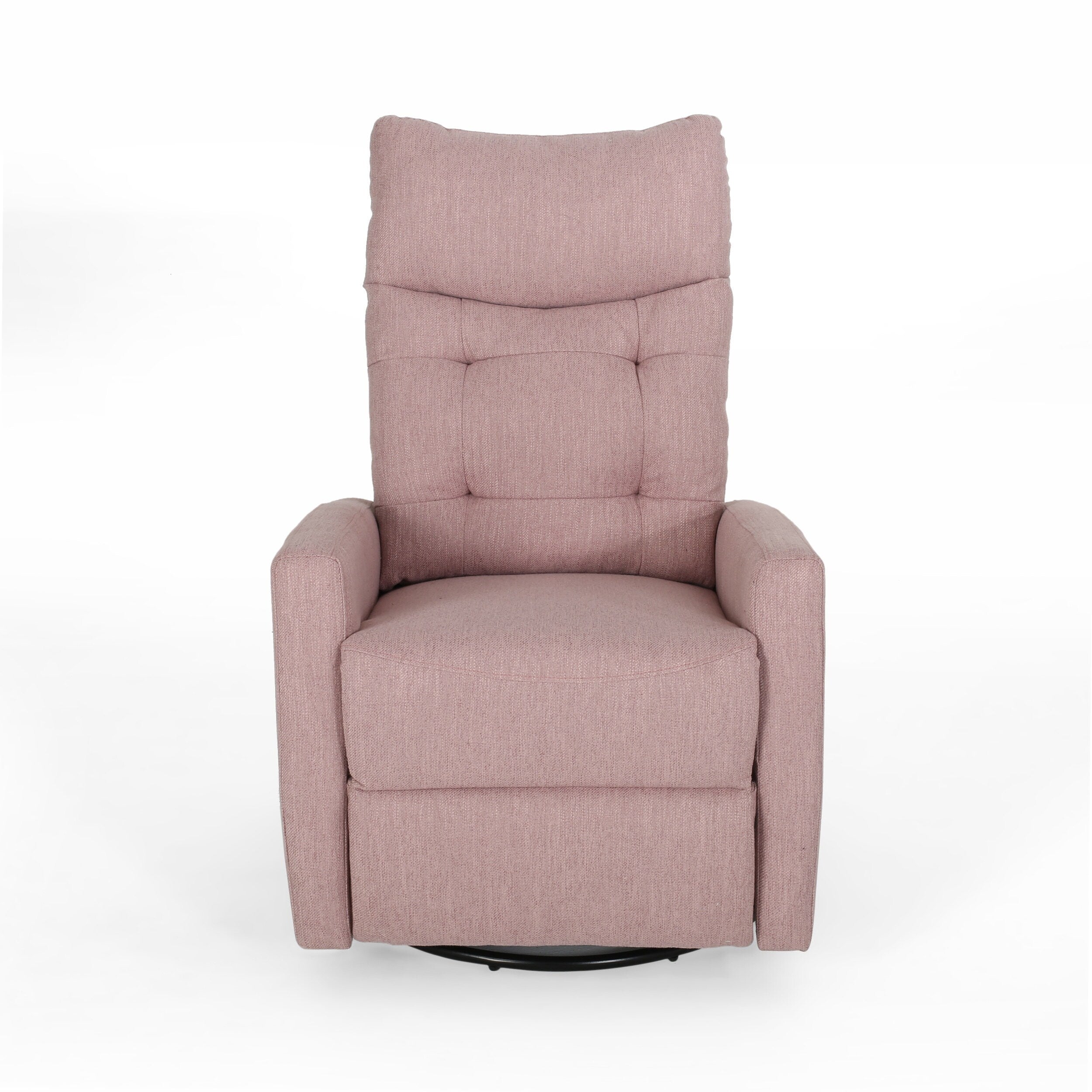 Fauteuil inclinable pivotant rembourré en tissu moderne Blush avec repose-pieds et dossier capitonné