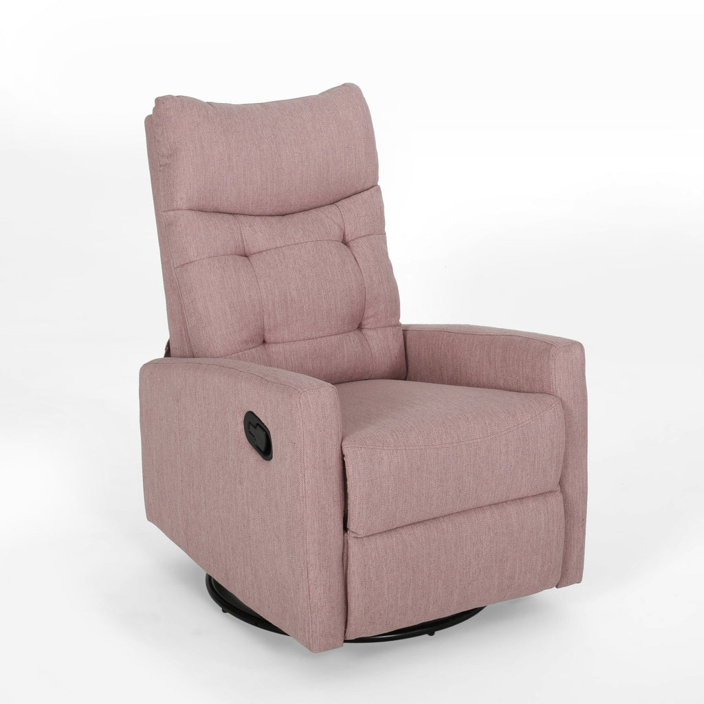 Fauteuil inclinable pivotant rembourré en tissu moderne Blush avec repose-pieds et dossier capitonné