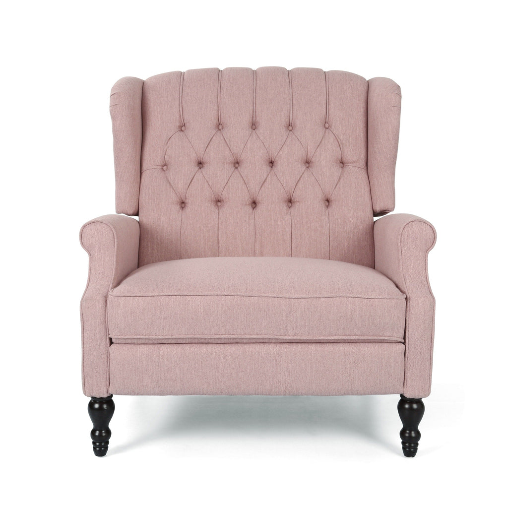 Fauteuil inclinable rembourré surdimensionné Blush avec repose-pieds, dossier capitonné et clous décoratifs