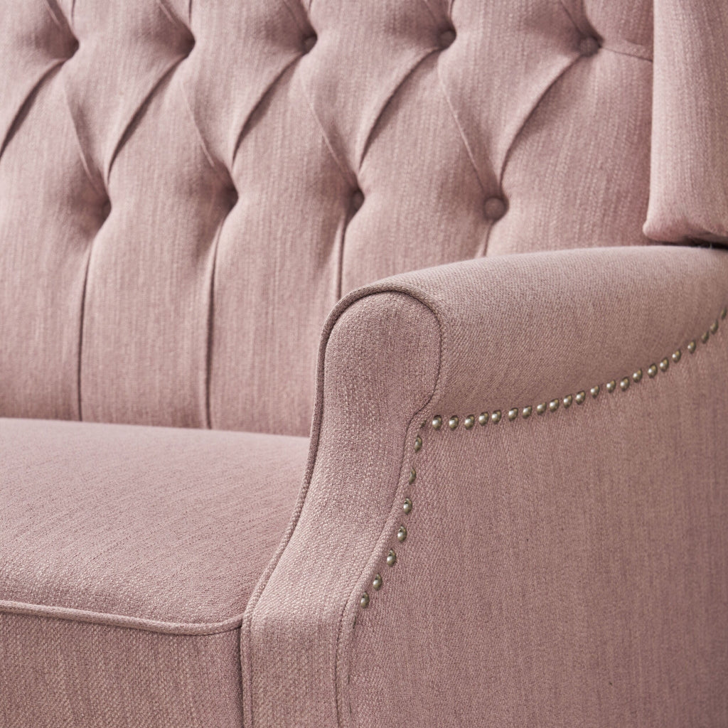 Fauteuil inclinable rembourré surdimensionné Blush avec repose-pieds, dossier capitonné et clous décoratifs