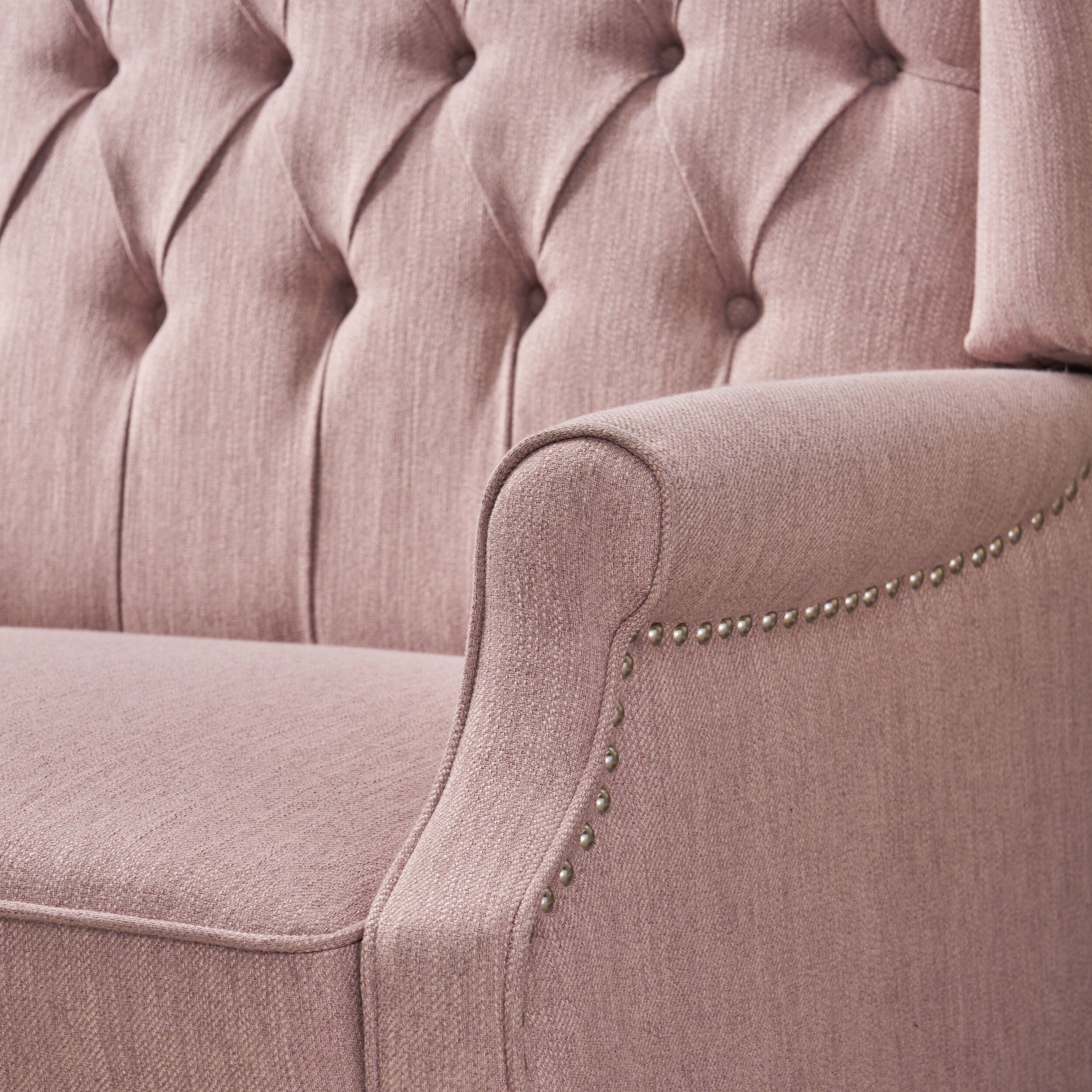 Fauteuil inclinable rembourré surdimensionné Blush avec repose-pieds, dossier capitonné et clous décoratifs