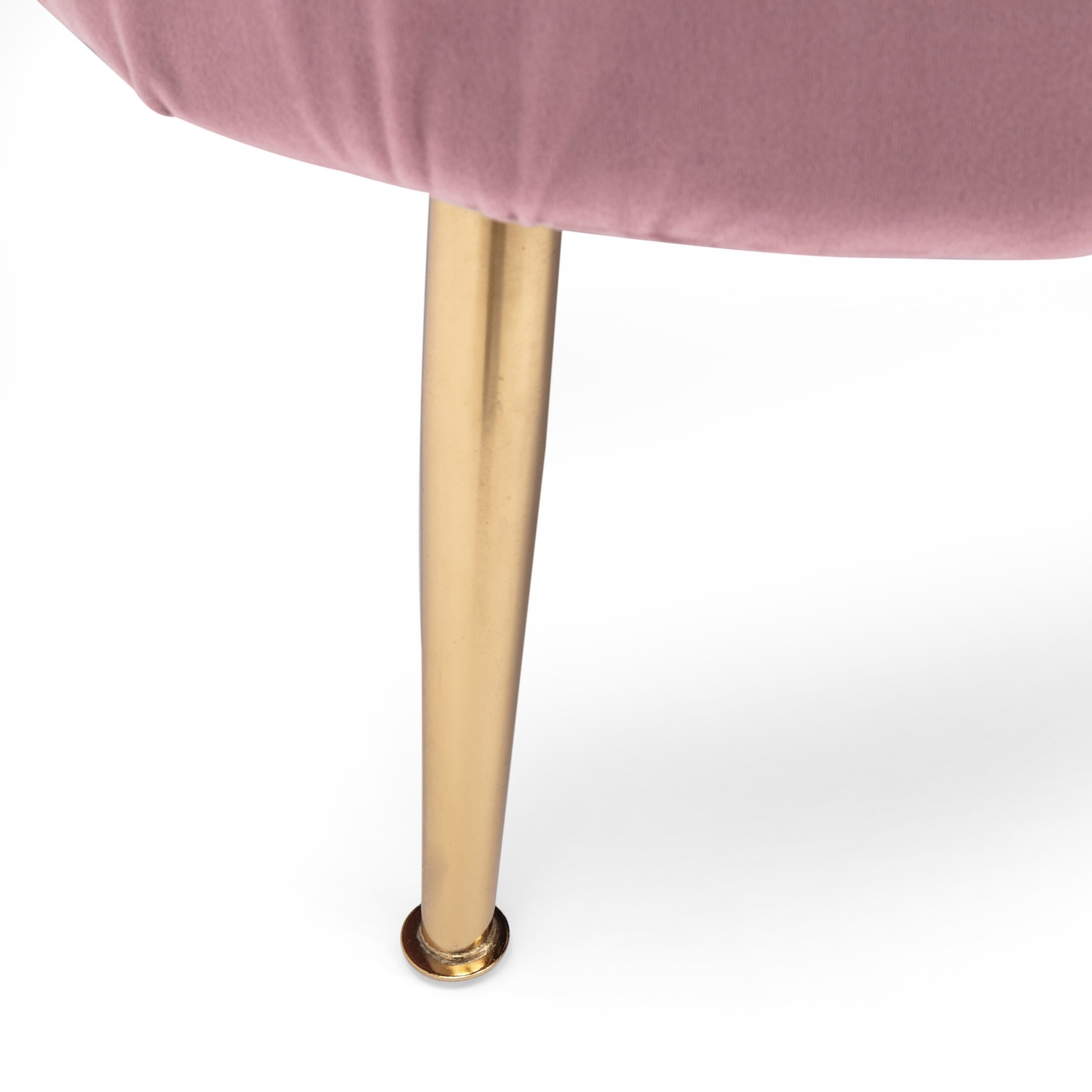 Canapé 3 places en velours blush avec coutures apparentes et pieds en métal