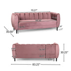 Canapé 3 places Bobran en velours moderne par Christopher Knight Home - 30,00 P x 83,25 L x 30,25 H