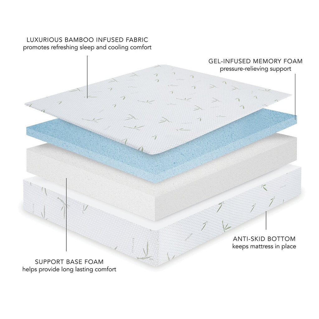 Matelas Bodipedic Naturals double couche en mousse à mémoire de forme de 10 pouces avec housse en rayonne de bambou