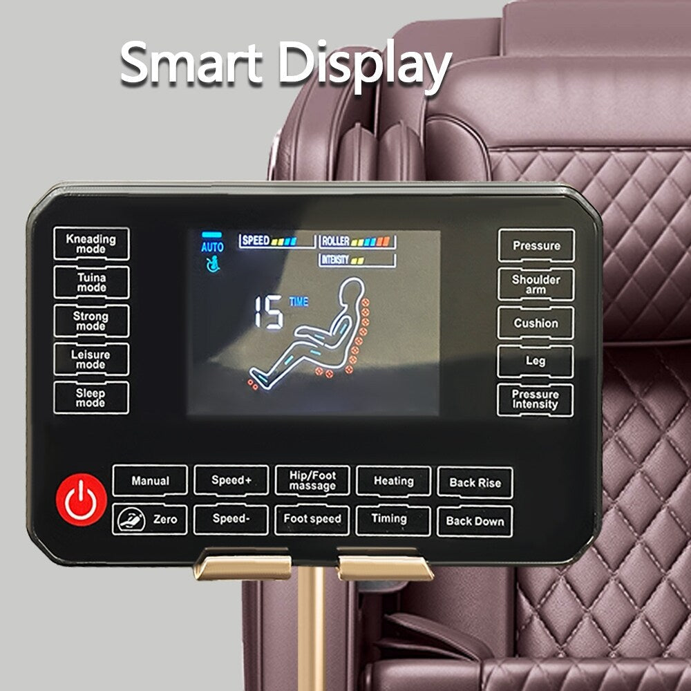 Fauteuil de massage corporel à gravité zéro, 20 airbags, chauffage, télécommande LCD, 8 rouleaux, 5 modes et techniques de massage